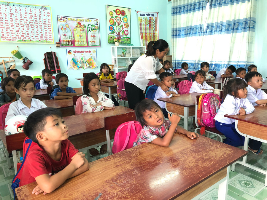 Giờ học của các em học sinh trường Tiểu học Trần Quốc Tuấn. Ảnh: Lê Nam