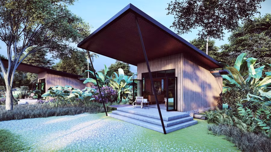 Khu lưu trú với không gian mở tại Paksong Farmstay.Ảnh: Nguyễn Giang