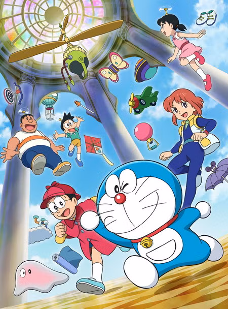 Doraemon bên những người bạn quen thuộc và các món bảo bối thần kỳ.