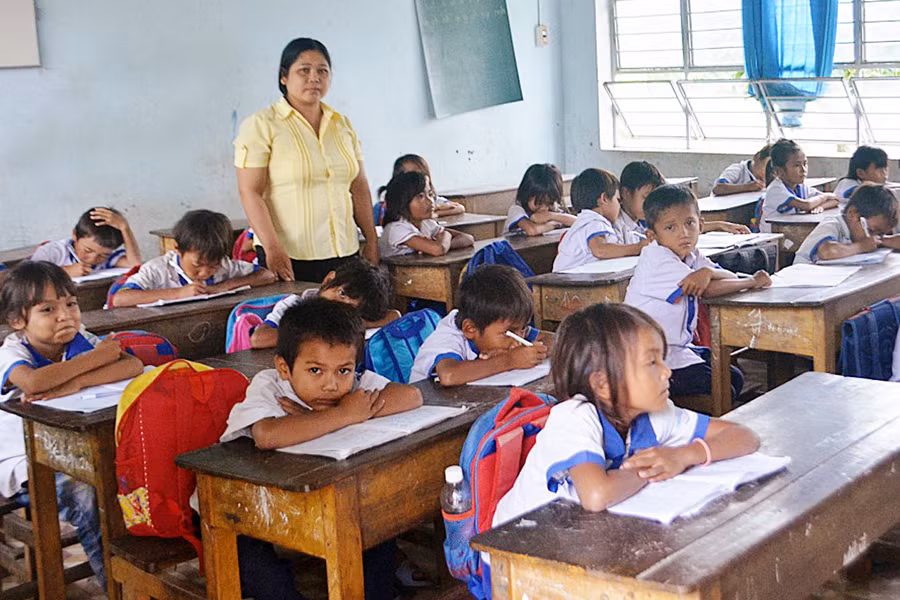  Xã Ia Peng hiện chưa đạt chuẩn tiêu chí trường học trong xây dựng nông thôn mới. Ảnh: K.N.B