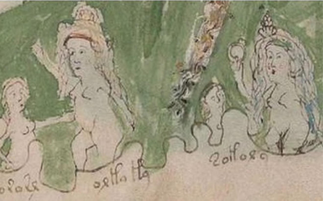 Cụm từ được chú thích bên dưới người phụ nữ thứ 2 từ trái qua là "orla la", nghĩa là "sắp mất kiên nhẫn". Ảnh: Telegraph.  Cụm từ được chú thích bên dưới người phụ nữ thứ 2 từ trái qua là