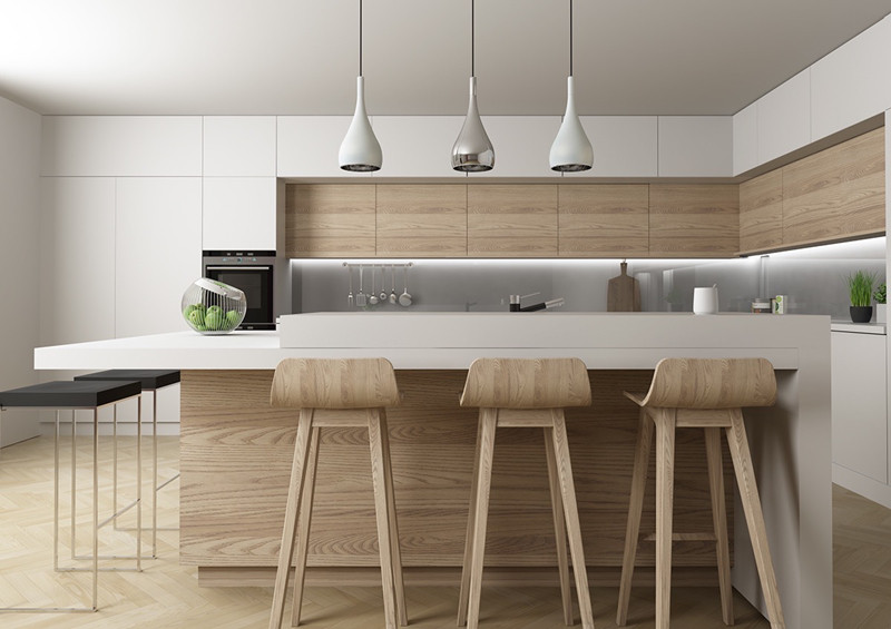 Căn bếp nhỏ gọn nhưng nhờ biết cách sắp xếp nên vẫn đầy đủ chức năng gồm nấu nướng, ăn uống và là quầy bar tiện lợi.