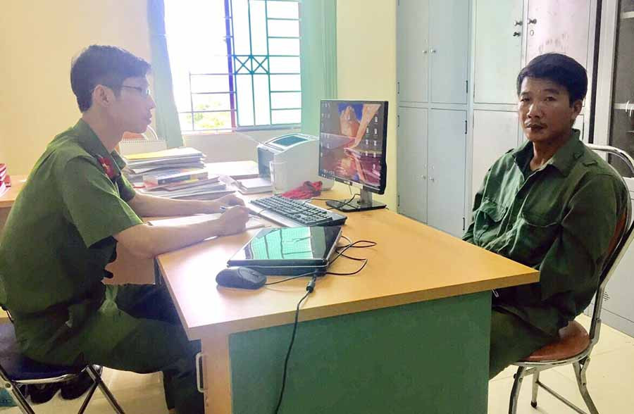  Đối tượng Vũ Văn Đúng tại cơ quan Công an. Ảnh: L.V.N