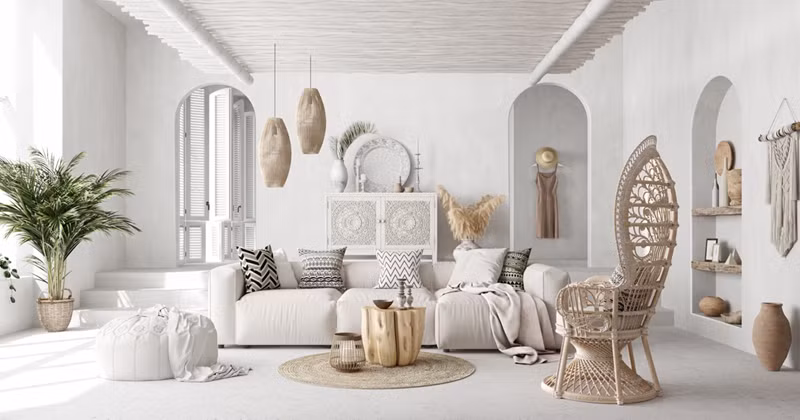  Phòng khách có gam màu trắng làm chủ đạo.