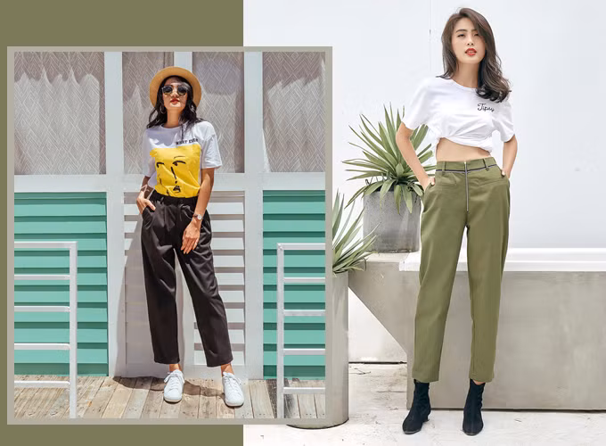 Quần baggy là mốt quần bó ống đang được nhiều bạn trẻ ưa chuộng bởi kiểu dáng thời trang và năng động. Cách phối áo thun với quần baggy giúp người mặc không bị gò bó khi di chuyển, kết hợp sơ vin gọn gàng giúp tôn dáng người mặc.