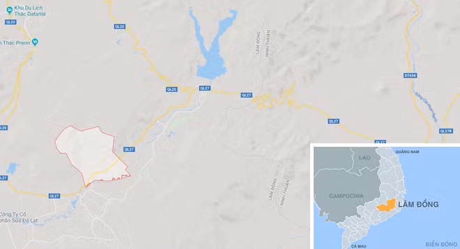  Xã Lạc Lâm, huyện Đơn Dương, Lâm Đồng, nơi xảy ra vụ án. Ảnh: Google Maps.