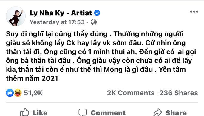 Trước đó, Lý Nhã Kỳ hạ quyết tâm sau Tết sẽ "xuất hành tìm tình duyên". Trước đó, Lý Nhã Kỳ hạ quyết tâm sau Tết sẽ