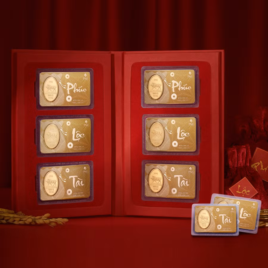  Bộ 6 miếng vàng có chữ Phúc - Lộc - Tài.