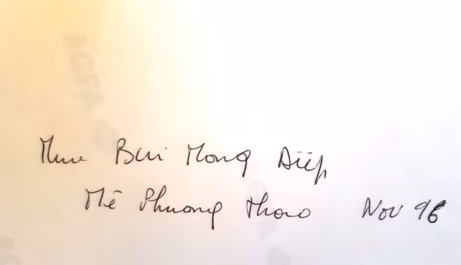 Bút tích của thứ phi Bùi Mộng Điệp gửi cho bà Dinh - ảnh TL gia đình