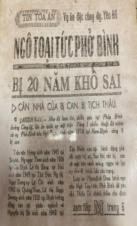 Báo chí Sài Gòn đưa tin phiên tòa xử chủ quán Phở Bình.