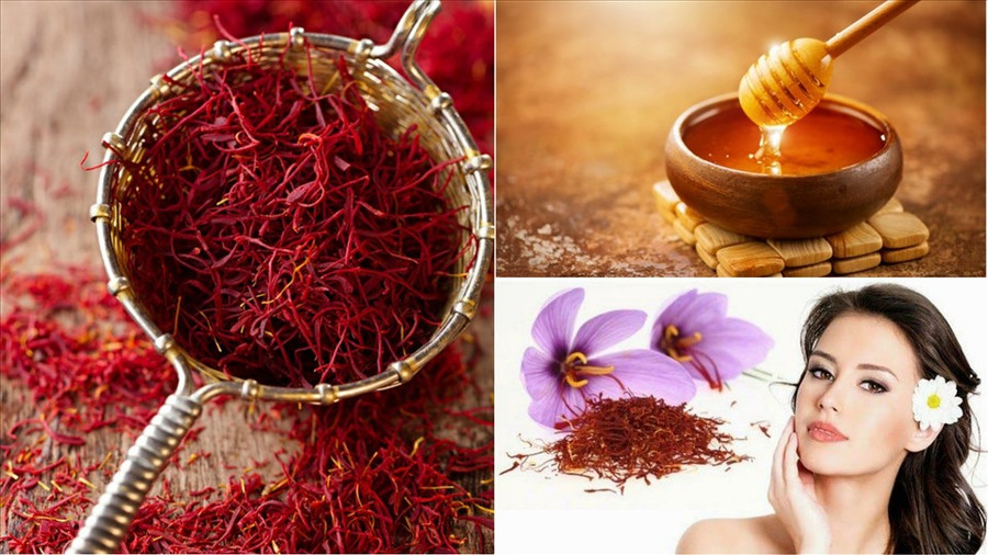 Ảnh minh hoạ nhụy hoa nghệ tây và mật ong. Đồ hoạ: Ngọc Trâm Ảnh minh hoạ nhụy hoa nghệ tây và mật ong. Đồ hoạ: Ngọc Trâm