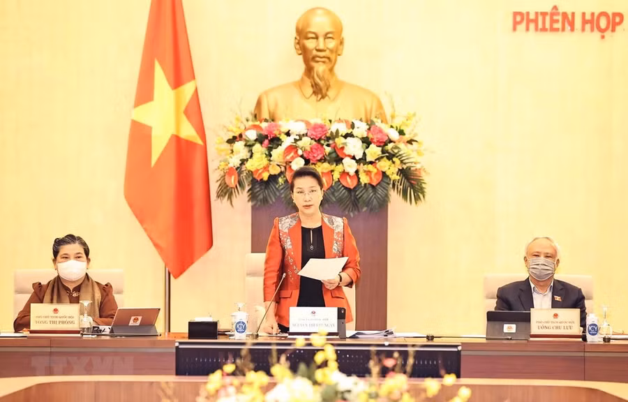 Chủ tịch Quốc hội Nguyễn Thị Kim Ngân chủ trì và phát biểu khai mạc. (Ảnh: Trọng Đức/TTXVN) Chủ tịch Quốc hội Nguyễn Thị Kim Ngân chủ trì và phát biểu khai mạc. (Ảnh: Trọng Đức/TTXVN)