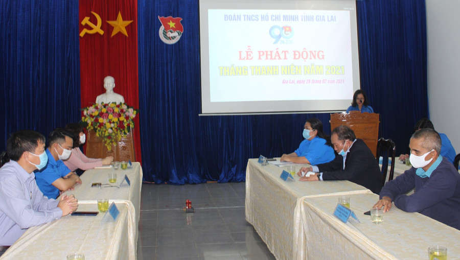 Quang cảnh buổi lễ phát động Tháng Thanh niên năm 2021. Ảnh: Phan Lài Toàn cảnh buổi lễ phát động Tháng Thanh niên năm 2021. Ảnh: Phan Lài