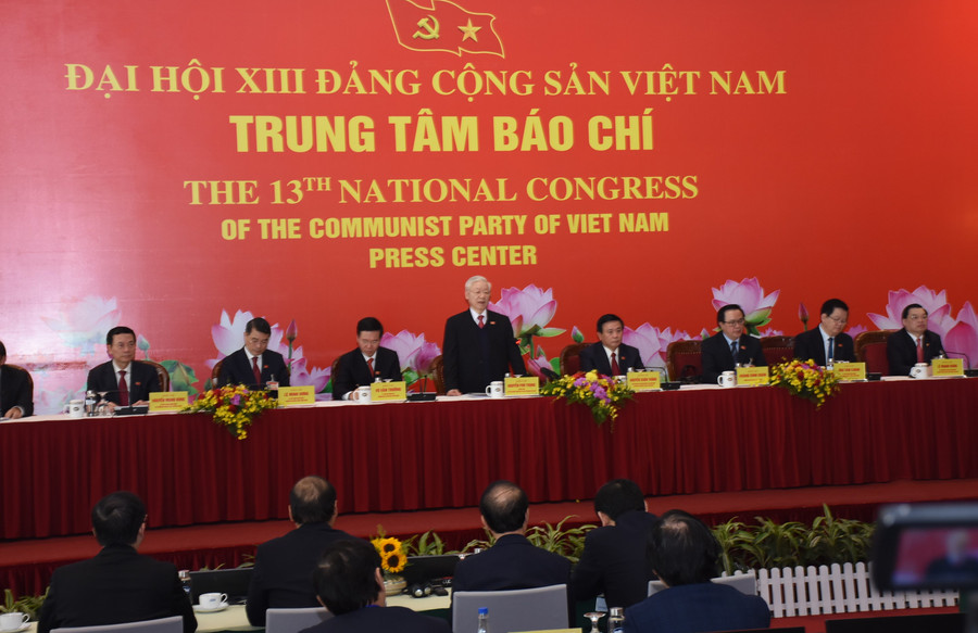 Tổng Bí thư, Chủ tịch nước chủ trì họp báo. Ảnh: Anh Huy