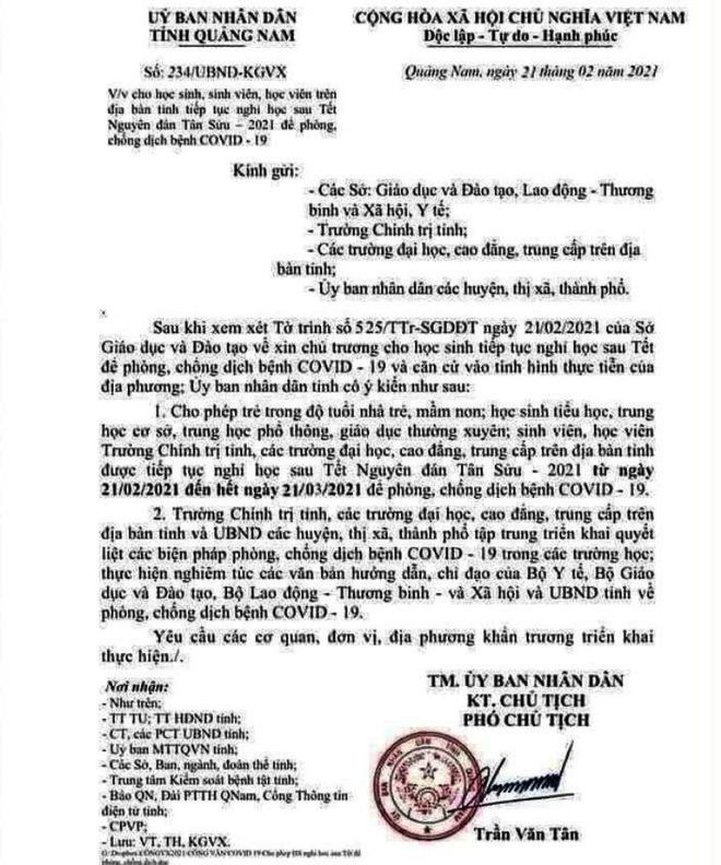 Văn bản giả mạo cho học sinh nghỉ học trước đó lan truyền trên mạng xã hội Văn bản giả mạo cho học sinh nghỉ học trước đó lan truyền trên mạng xã hội