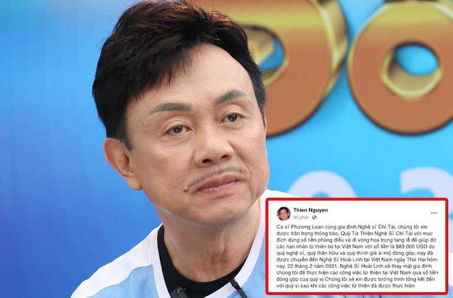 Anh trai thông báo về số tiền đóng góp cho quỹ từ thiện của nghệ sĩ Chí Tài - Ảnh: TL/Chụp màn hình Anh trai thông báo về số tiền đóng góp cho quỹ từ thiện của nghệ sĩ Chí Tài - Ảnh: TL/Chụp màn hình