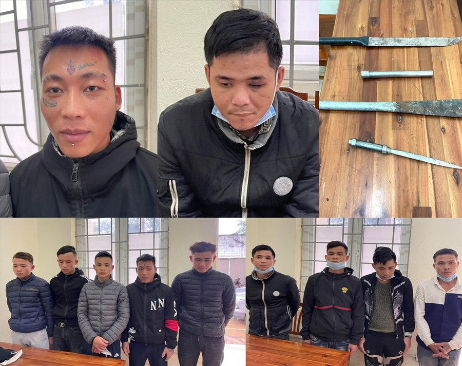 Nhóm côn đồ và hung khí gây án. Ảnh: CATH