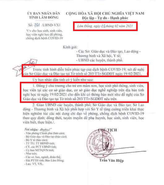 Văn bản 781 của UBND tỉnh Lâm Đồng bị chỉnh sửa, phát tán trên mạng xã hội.