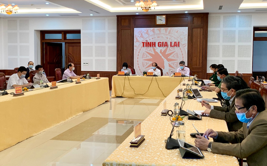 Quang cảnh cuộc họp trực tuyến tại điểm cầu Gia Lai. Ảnh: Như Nguyện