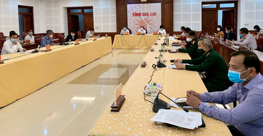 Quang cảnh cuộc họp trực tuyến tại điểm cầu Gia Lai. Ảnh: Như Nguyện