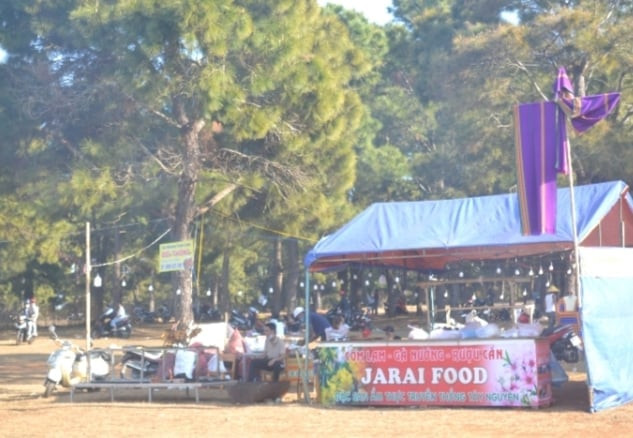 Du khách, hàng quán ăn, ăn chơi tại đồi thông xã Ia Dêr (Tiểu khu 309), huyện Ia Grai. Ảnh: Hoàng Cư