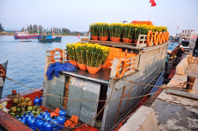  Mỗi ngày giáp Tết, lượng hàng hóa ra Lý Sơn khoảng 200 tấn/ngày. Ảnh: T.Trực