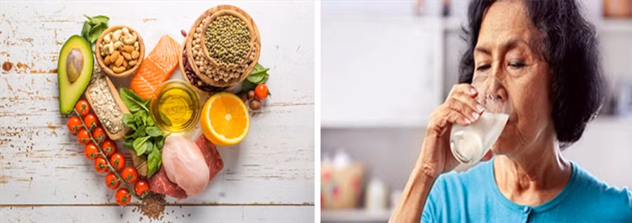 Người trên 50 tuổi cần tăng cường bổ sung các thực phẩm tốt cho sức khỏe. Đồ họa: Hồng Nhật