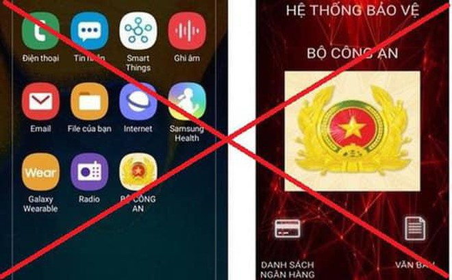Giao diện App giả mạo Bộ Công an Giao diện App giả mạo Bộ Công an