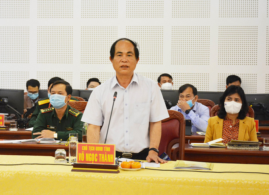 Chủ tịch UBND tỉnh Võ Ngọc Thành phát biểu tại cuộc họp. Ảnh: Như Nguyện Chủ tịch UBND tỉnh Võ Ngọc Thành phát biểu tại cuộc họp. Ảnh: Như Nguyện
