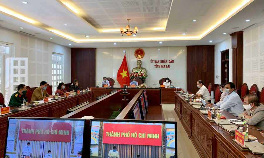 Quang cảnh cuộc họp trực tuyến tại điểm cầu Gia Lai. Ảnh: Như Nguyện