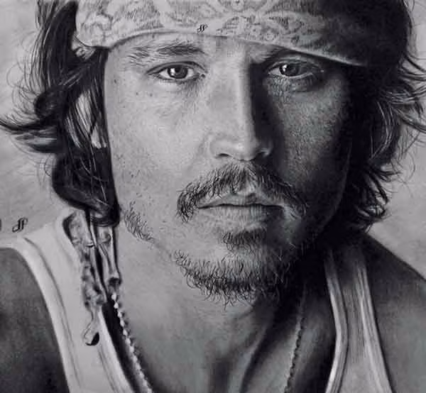 Tài tử Johny Depp qua nét vẽ thần thái của Trương Duy Phương (ảnh nhân vật cung cấp).