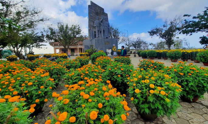 Hàng ngàn chậu hoa được vận chuyển từ đất liền ra Lý Sơn. Ảnh: X.Thọ