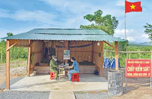 Chốt kiểm soát phòng-chống dịch Covid-19 Đồn Biên phòng Cửa khẩu Quốc tế Lệ Thanh. Ảnh: Duy Lê