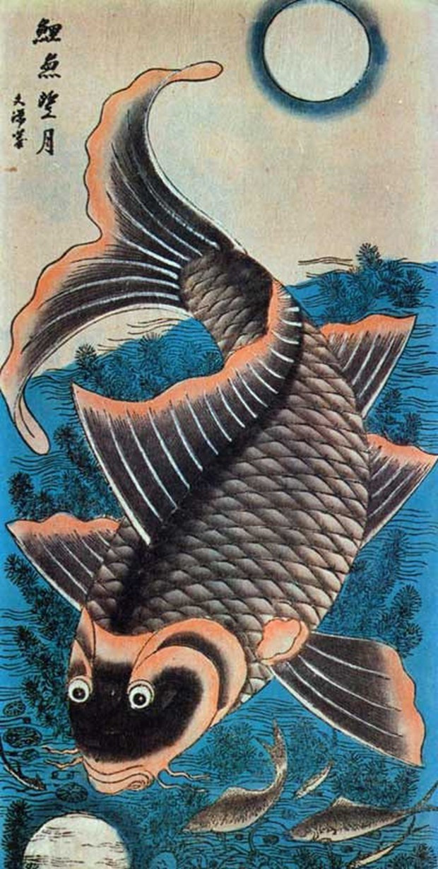 Tranh dân gian Hàng Trống: Lý ngư vọng nguyệt.(Nguồn:Vietnam+)