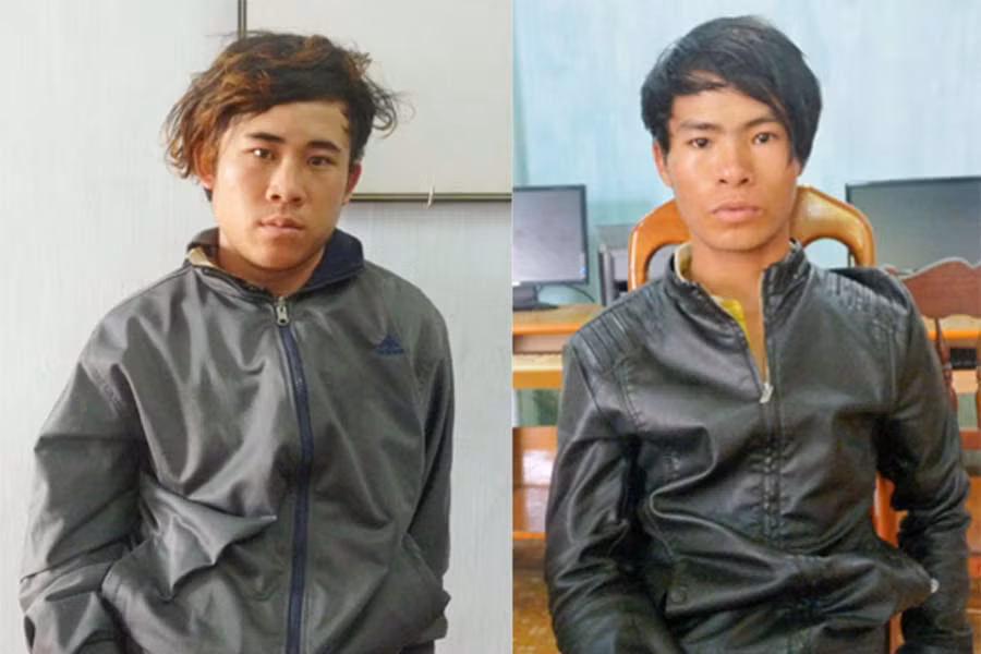  Từ trái qua: đối tượng Vi Đình Khai và Đặng Văn Thống. Ảnh: L.A