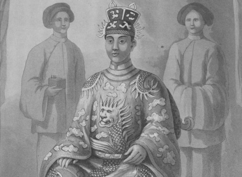 Chân dung vua Minh Mạng được phác họa trong cuốn sách xuất bản ở Anh năm 1828. Ảnh: Tư liệu