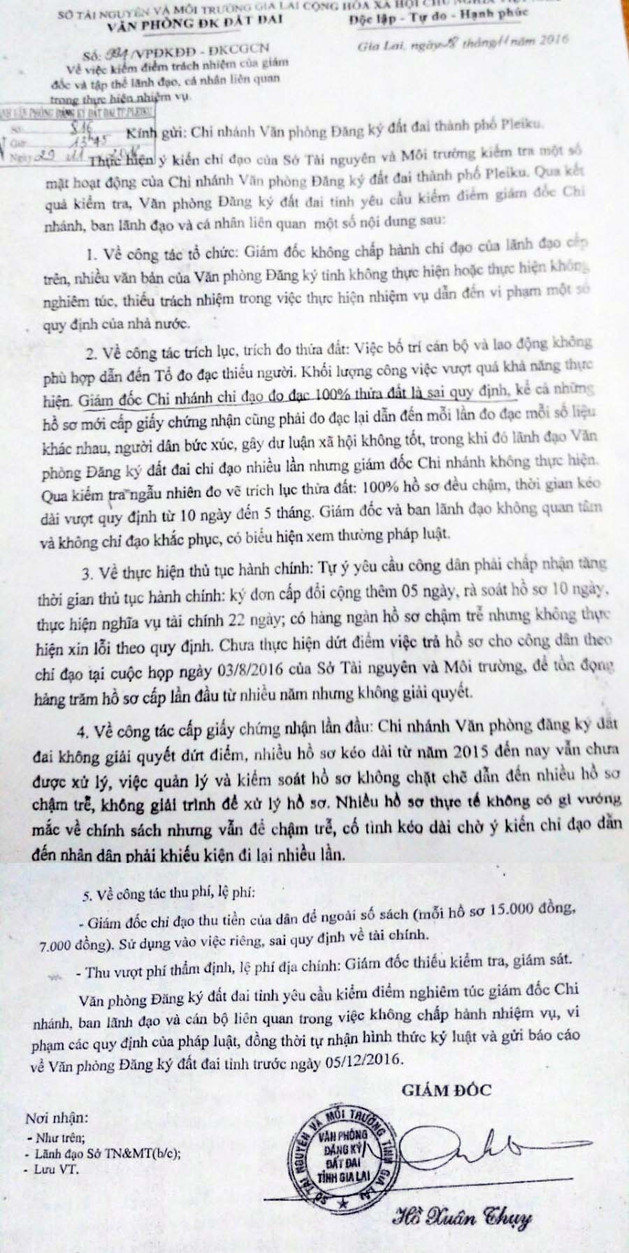 Văn bản 994/VPĐKĐĐ-ĐKCGCN do ông Hồ Xuân Thụy ký. Văn bản 994/VPĐKĐĐ-ĐKCGCN do ông Hồ Xuân Thụy ký.