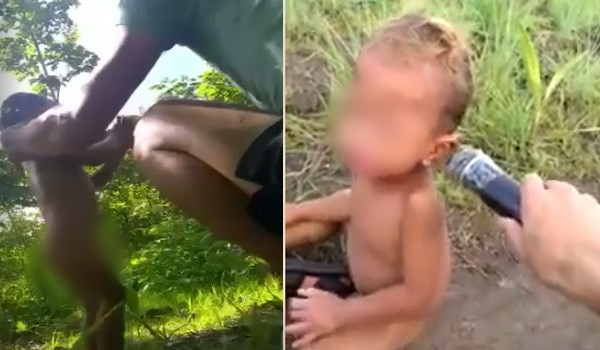 Cảnh hành hạ trẻ em gây bức xúc.