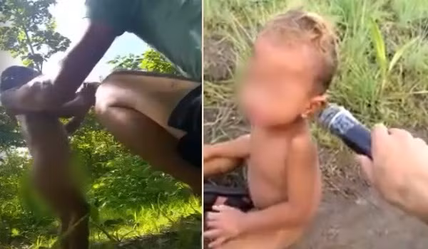 Cảnh hành hạ trẻ em gây bức xúc.