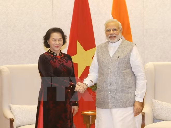 Chủ tịch Quốc hội Nguyễn Thị Kim Ngân hội kiến với Thủ tướng Ấn Độ Narendra Modi.