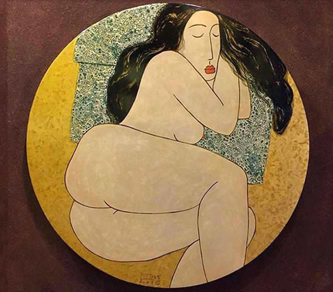  Tranh sơn mài nude của họa sĩ Bùi Trọng Dư.