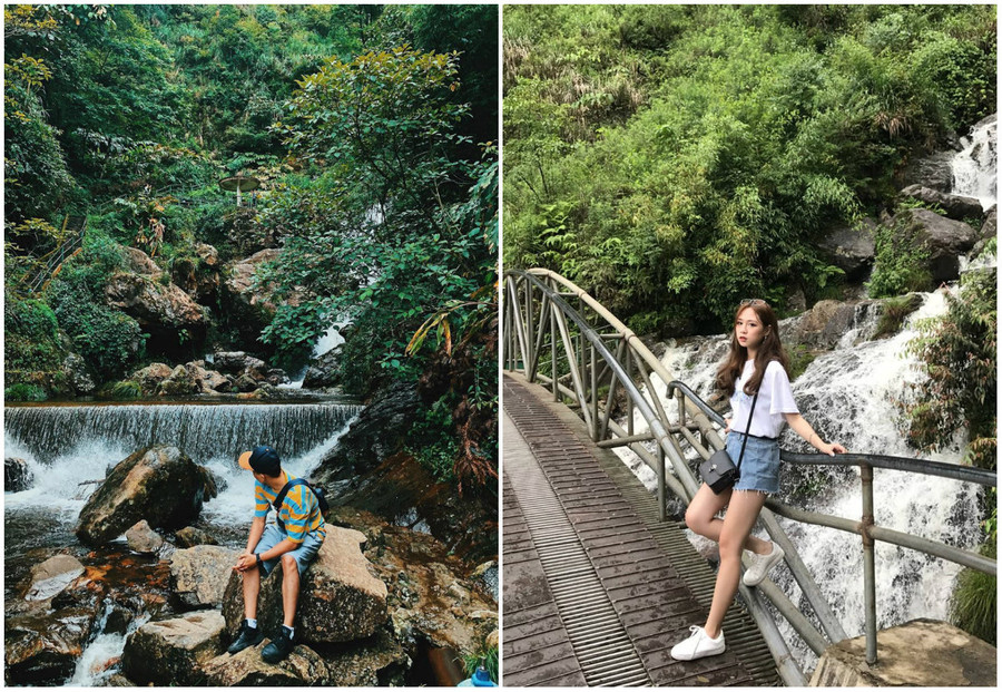 Leo đến đỉnh thác Bạc, bạn sẽ được chiêm ngưỡng toàn cảnh thành phố Sapa và thung lũng Sìn Chài. Ảnh: @oh.babe, @its.quinnoz.