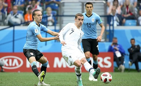 Griezmann (ở giữa) đã có 3 bàn thắng cho ĐT Pháp (Ảnh: Getty).  Griezmann (ở giữa) đã có 3 bàn thắng cho ĐT Pháp (Ảnh: Getty).