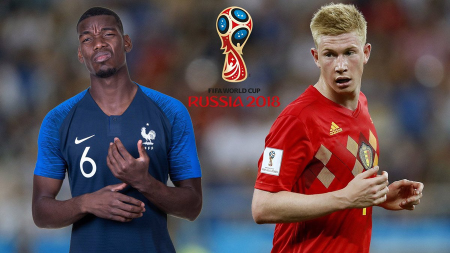 Trận bán kết đầu tiên ở World Cup 2018, giữa Pháp vs Bỉ, sẽ đánh dấu derby Manchester thu nhỏ, khi Paul Pogba so tài Kevin de Bruyne.