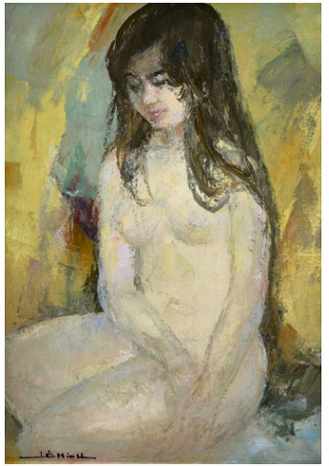 Bức họa 'Thiếu nữ khỏa thân' của họa sĩ Lê Minh có giá 780 USD (gần 18 triệu đồng).