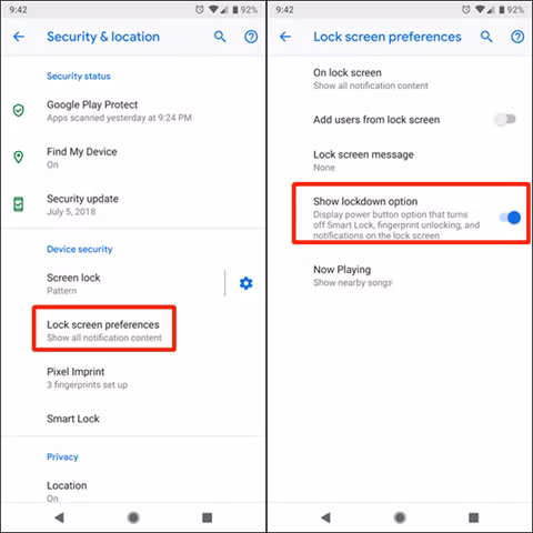 Các bước kích hoạt tính năng Lockdown Mode cho điện thoại Android
