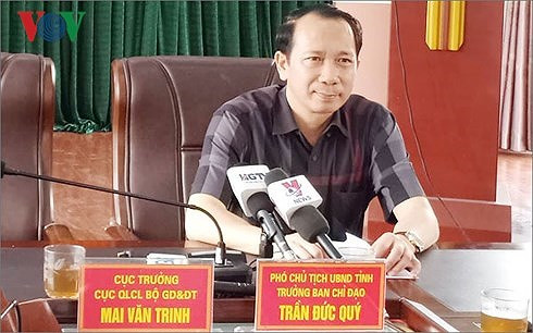 Ông Trần Đức Quý, Phó Chủ tịch UBND tỉnh, Trưởng ban chỉ đạo thi THPT quốc gia 2018 phát biểu tại buổi họp báo chiều 17-7 về những sai phạm trong thi THPT Quốc gia 2018 tại Hà Giang. Ông Trần Đức Quý, Phó Chủ tịch UBND tỉnh, Trưởng ban chỉ đạo thi THPT quốc gia 2018 phát biểu tại buổi họp báo chiều 17-7 về những sai phạm trong thi THPT Quốc gia 2018 tại Hà Giang.