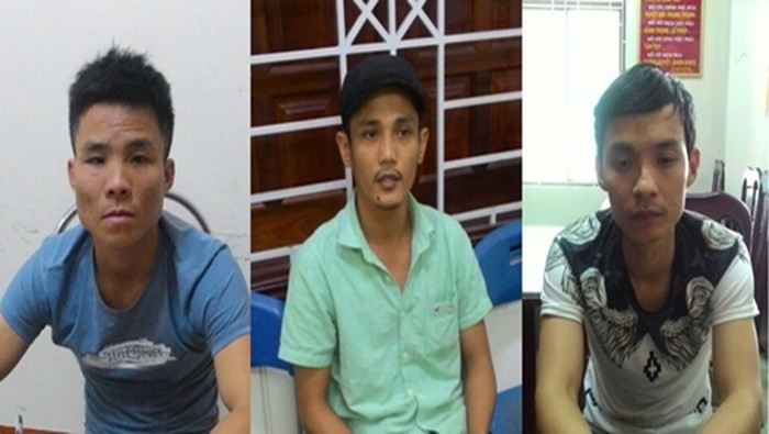 Các đối tượng Trung-Vương-Thế tại cơ quan điều tra. Ảnh Công an Gia Lai.