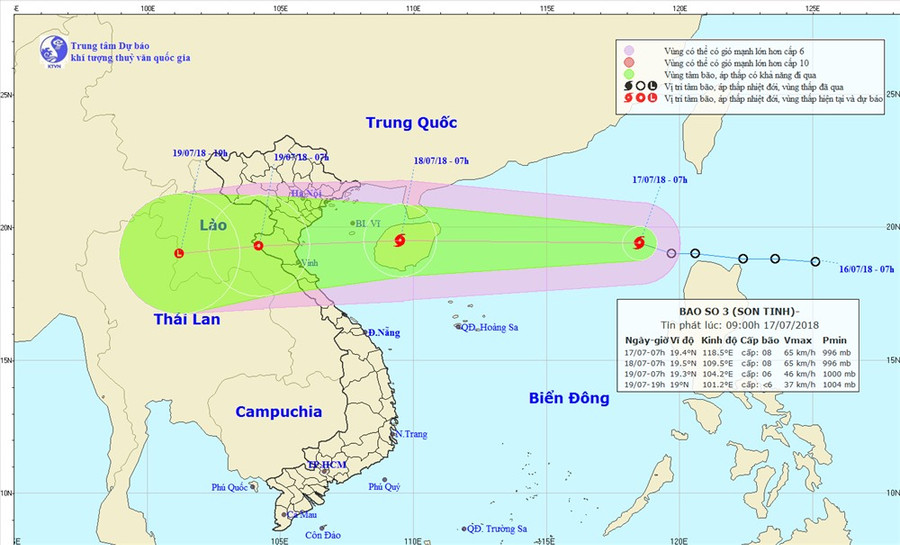 Bão số 3 giật cấp 10 đang di chuyển nhanh. Ảnh: NCHMF