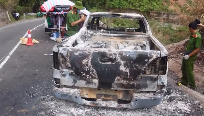  Hiện trường vụ đốt xe giả vụ tai nạn giao thông
